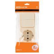 Блок комбинированный выкл. 2-кл. 10А + розетка 2П+З 16А 250В БКВР IP20 сл. кость «Ладога» TDM