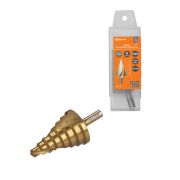 Сверло по металлу ступенчатое, 10-45 мм, 8 ступеней, нитрид., HSS, цилиндр. хв., «Рубин» TDM