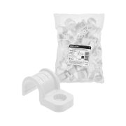 Крепеж-скоба для трубы 20 мм односторонняя для прямого монтажа (50 шт.) белая TDM