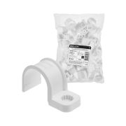 Крепеж-скоба для трубы 32 мм односторонняя для прямого монтажа (25 шт.) белая TDM