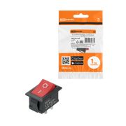 Выключатель клавишный KCD1-101 250В AC/DC, 1P, 6А, (2с), ON-OFF, черный корпус, красная клавиша, Mini, TDM