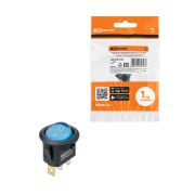 Выключатель клавишный круглый KCD11-101N 250В AC/DC 1P 3А (3с) ON-OFF черный корпус, синяя клавиша с LED подсветкой Micro TDM