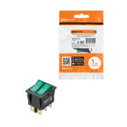 Выключатель двухклавишный KCD3-221N 250В AC/DC 1P 15А (6с) ON-OFF черный корпус, две зеленые клавиши с LED подсветкой TDM