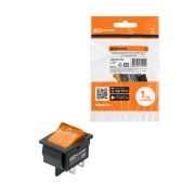 Выключатель клавишный KCD4-201N 250В AC/DC, 2P, 16А, (4с), ON-OFF, черный корпус, желтая клавиша с LED с подсветкой TDM