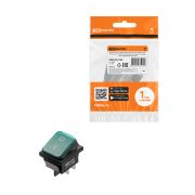 Выключатель клавишный KCD4-201N/HS 250В AC/DC, 2P, 15А, (4с), ON-OFF, черный корпус, зеленая клавиша с LED подсветкой, IP54 TDM