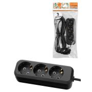 Удлинитель 3 гнезда, 3 метра, с/з, 10 А, 2300 Вт, черный, НАРОДНЫЙ У1-32049 (Ун1 320-0001)