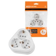 Розетка треугольная 2П+3 открытой установки IP20 16A с защитными шторками белая «Ладога» TDM