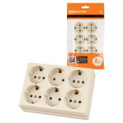 Розетка шестиместная 2П+3 открытой установки IP20 16A сл.кость «Ладога» TDM