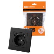 Розетка 2П+З 16А 250В + 2 USB порта 2,1А 5В черная «Сенеж» TDM