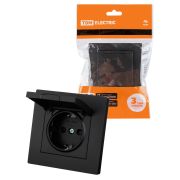 Розетка 2П+З 16А 250В IP44 с защ. шт. с крышкой черная «Сенеж» TDM