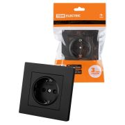 Розетка 2П+З 16А 250В с защ. шт. черная «Сенеж» TDM