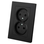 Розетка двойная 2П 10А 250В с защ. шт. черная «Сенеж» TDM