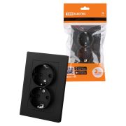 Розетка двойная 2П+З 16А 250В черная «Сенеж» TDM