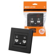 Розетка компьютерная двойная RJ45 черная «Сенеж» TDM