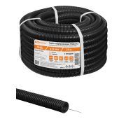 Труба гофрированная ПНД d 32 с зондом (25 м) легкая 350H черная TDM