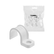 Крепеж-скоба для трубы 32 мм односторонняя для прямого монтажа (20 шт.) белая TDM