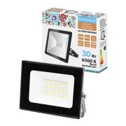 Прожектор СДО-05-030 30 Вт, 2400 лм, 6500 К, 220-240 В, IP65, черный, Народный