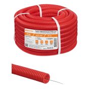 Труба гофрированная ПНД d 25 с зондом (25 м) легкая 350Н красная TDM