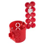 Установочная коробка СП D68х62мм, углубленная, саморезы, стык. узлы, красная, IP20, (10 шт) TDM