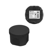 Распаячная коробка, двухкомпонентная, ОП D70х50 мм, IP66, 4 вх., черная, инд. штрихкод TDM