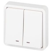 Выключатель Эксперт 11-1525-01 двойн. с подсветкой IP55 10АХ-250В СУ бел. Эра Б0063304