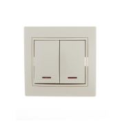Выключатель 2-кл. СП Mira 10А IP20 с подсветкой со вставкой крем. LEZARD 701-0303-112