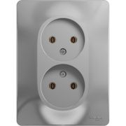 Розетка 2-м СП Glossa 16А IP20 без заземл. в сборе алюм. SE GSL000320