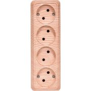 Розетка 4-м ОП Олимп 16А IP20 без заземл. сосна UNIVersal 1174