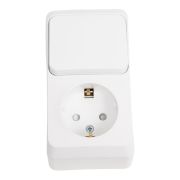 Блок ОП Этюд (1-м розетка с заземл. защ. шторки + 1-кл. выкл.) бел. SE BPA16-201B