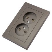 Розетка 2-м СП AtlasDesign 16А IP20 без заземл. в сборе мокко SE ATN000620