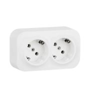 Розетка 2-м ОП Quteo 16А IP20 250В 2х2P+E с заземл. без защ. шторок бел. IEK 782233