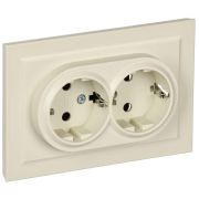 Розетка 2-м СП BRITE РСш12-3-БрКр 16А в сборе с заземл. защ. шторки беж. IEK BR-R24-16-K10-F